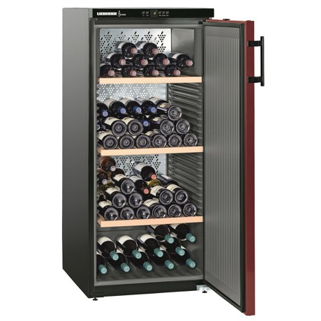 Vitrina pentru vinuri Liebherr WKr 3211, 295 L, 164 sticle, Rafturi lemn, Control taste, Display, H 135 cm, Negru